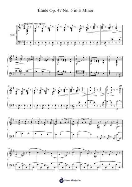 Étude Op. 47 No. 5 in E Minor Sheet Music by Stephen Heller-Arr.Bencamp Jache