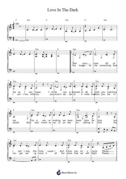 Love In The Dark Sheet Music by Adele-Arr.Handre Raekiel