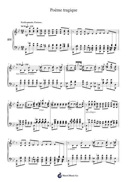 Poème tragique in B-flat Major, Op. 34 Sheet Music by Alexander Scriabin-Arr.Babphy