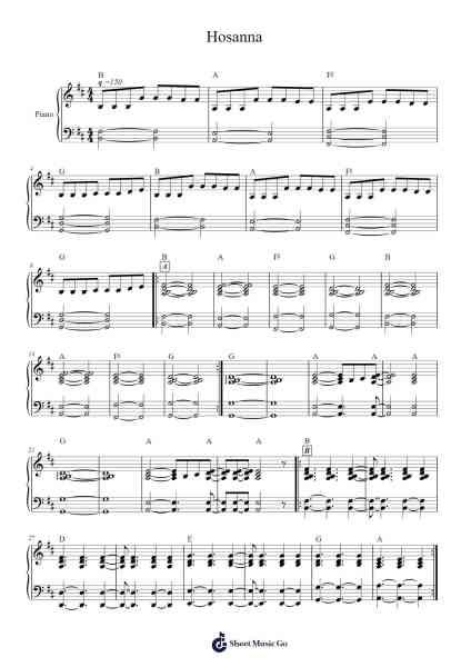 Hosanna Sheet Music by undefined-Arr.Elroygale Whvan
