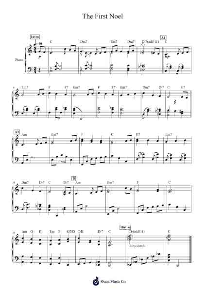 The First Noel Sheet Music by Traditional-Arr.Yetkim Vauglvis