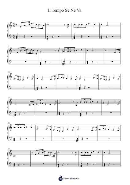 Il Tempo Se Ne Va Sheet Music by Adriano Celentano-Arr.Hearstjean