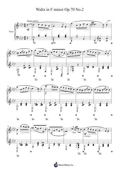 Waltz in F Minor, Op. 70 No. 2 Sheet Music by Frédéric Chopin-Arr.Lautus Phichad