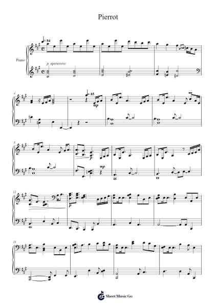 Pierrot Sheet Music by KEI-Arr.Asmie Panvien