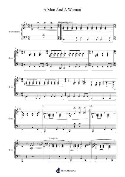 A Man And A Woman (Un Homme Et Une Femme) Sheet Music by Francis Lai-Arr.Glosper