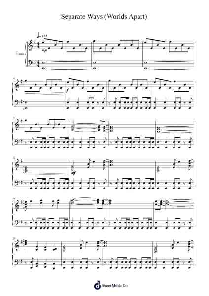 Separate Ways (Worlds Apart) Sheet Music by Journey-Arr.Yetjeames Sailsdia