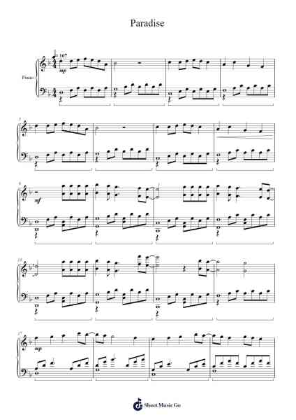 Paradise Sheet Music by Alan Walker-Arr.Duttdes Dawnpril