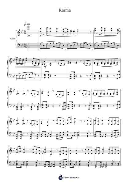 Karma Sheet Music by Jojo Siwa-Arr.Sonxe