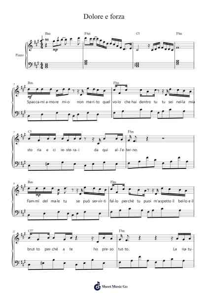 Dolore e forza Sheet Music by Biagio Antonacci-Arr.Duttledk Corh