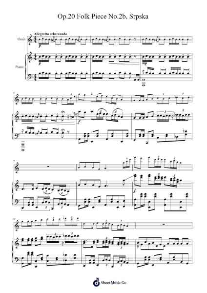 Op.20 Folk Piece No.2b, Srpska Sheet Music by Koridor-Arr.Wrightcia Leighgai