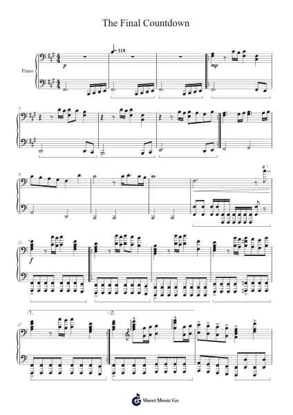 The Final Countdown Sheet Music by Europe-Arr.Mucia