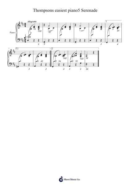 Thompsons easiest piano5 Serenade Sheet Music by John Thompson-Arr.Manlynch