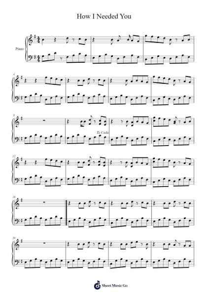 How I Needed You Sheet Music by Puggy-Arr.Mondlius