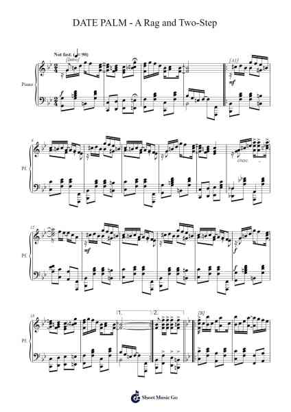 DATE PALM - A Rag and Two-Step Sheet Music by Prittbe Straclaire-Arr.Latbel Conler