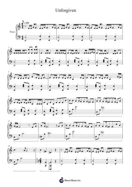 Unforgiven Sheet Music by Metallica-Arr.Tateearl Grantbroad