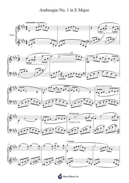 Arabesque No. 1 in E Major Sheet Music by Claude Debussy-Arr.Crailynn Rodlan