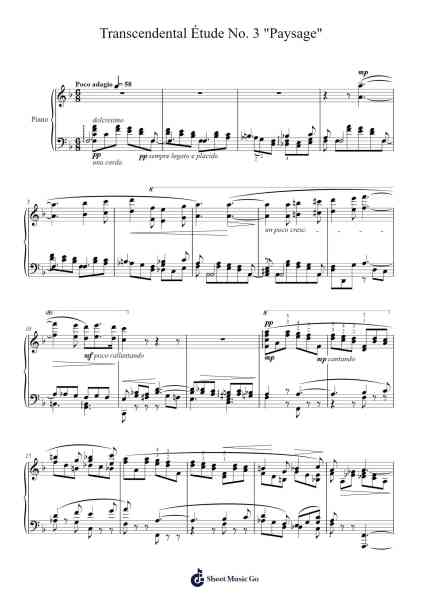 Transcendental Étude No. 3 "Paysage" Sheet Music by Franz Liszt-Arr.Jimdrea