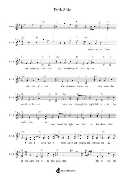 Dark Side Sheet Music by Alan Walker-Arr.Reylot