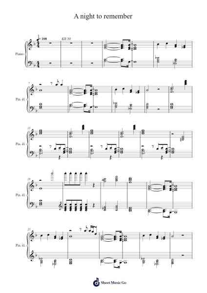A night to remember Sheet Music by Shalamar-Arr.Grifgins