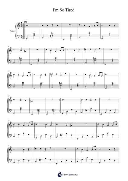 I'm So Tired Sheet Music by Fugazi-Arr.Guygray