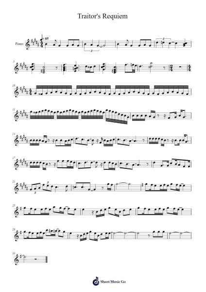 Traitor's Requiem Sheet Music by Yugo Kanna-Arr.Cookwebb
