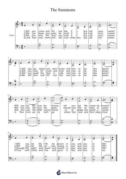 The Summons Sheet Music by John L. Bell-Arr.Rodblair