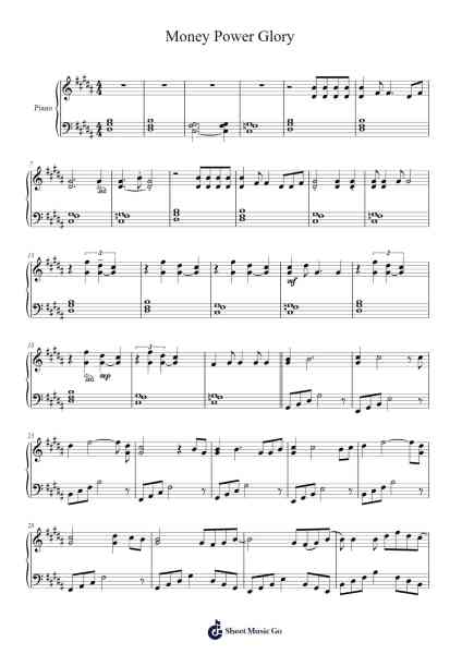 Money Power Glory Sheet Music by Lana Del Rey-Arr.Bunharine Coftroy