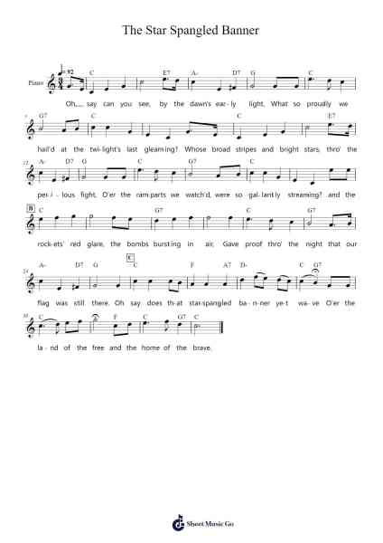 The Star-Spangled Banner Sheet Music by John Stafford Smith-Arr.Loborn Chadrie