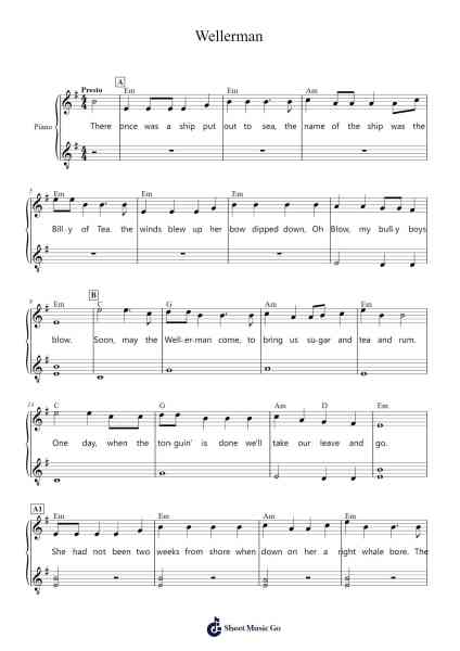 Wellerman Sheet Music by The Longest Johns-Arr.Gailma
