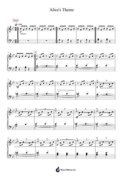Alice's Theme Sheet Music by Danny Elfman-Arr.Wattsh