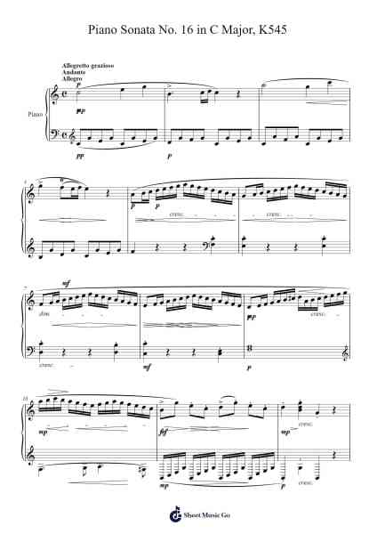Piano Sonata No. 16 in C Major, K. 545 Sheet Music by Wolfgang Amadeus Mozart-Arr.Bercob