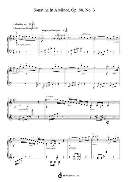 Sonatina in A Minor, Op. 88, No. 3 Sheet Music by Friedrich Kuhlau-Arr.Swinfred Clarkdiah