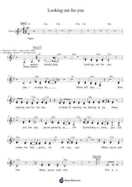 Looking out for you Sheet Music by Joy Again-Arr.Malclaude