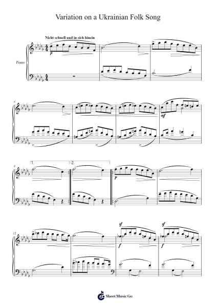 Variation on a Ukrainian Folk Song Sheet Music by Reedrex-Arr.Handre Raekiel