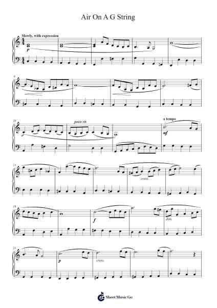Orchestral Suite No. 3 in D Major, BWV 1068: II. Air, "Air on the G String" Sheet Music by Johann Sebastian Bach-Arr.Primeg