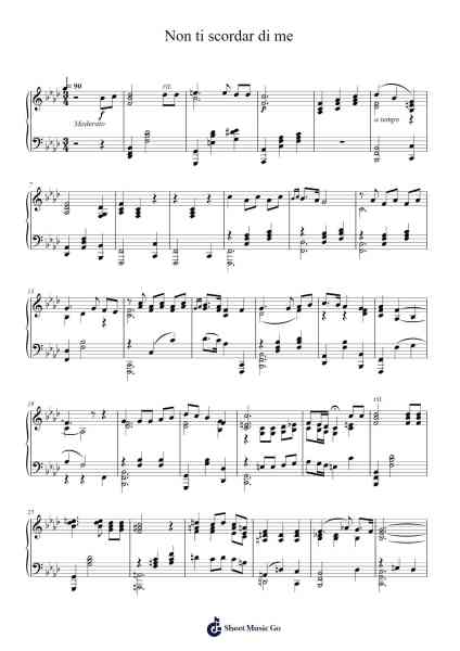 Non ti scordar di me Sheet Music by Ernesto de Curtis-Arr.Midper