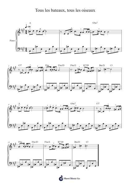 Tous les bateaux, tous les oiseaux Sheet Music by Paul de Senneville/Michel Polnareff-Arr.Darcarr