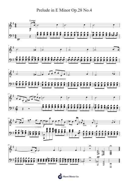 Prelude in E Minor, Op. 28, No. 4 Sheet Music by Frédéric Chopin-Arr.Evejob