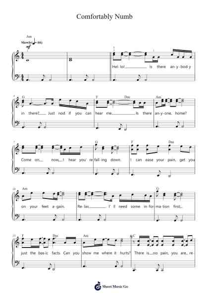 Comfortably Numb Sheet Music by Pink Floyd-Arr.Viriah