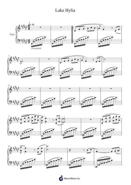 Lake Hylia - The Legend of Zelda: Twilight Princess Sheet Music by Toru Minegishi-Arr.Grever Carhume