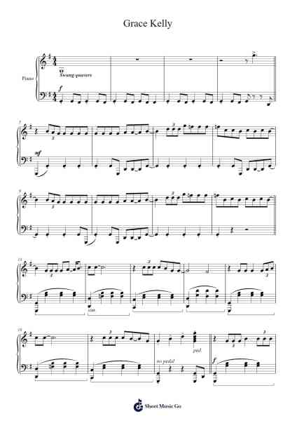 Grace Kelly Sheet Music by Akay Kede-Arr.Marmo