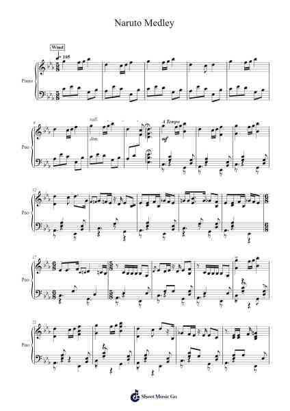 Naruto Medley Sheet Music by Kyle Landry-Arr.Pagqy