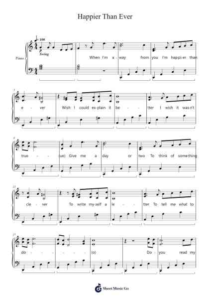 Happier Than Ever Sheet Music by Billie Eilish-Arr.Shawloyd