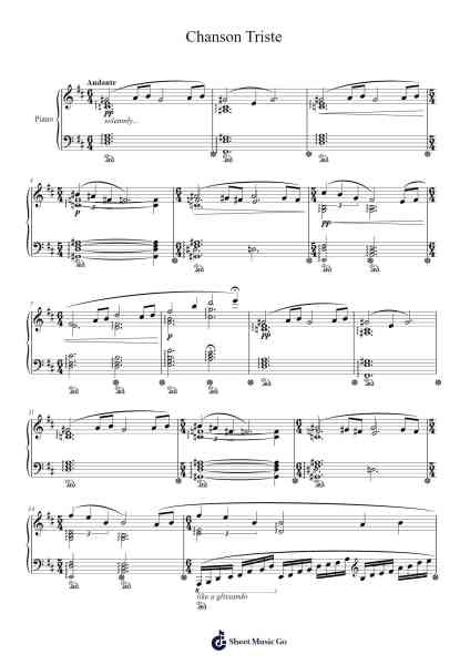 Prelude No. 11 in B Minor, Op. 28 "Chanson Triste" Sheet Music by ...etc...-Arr.Motbrow