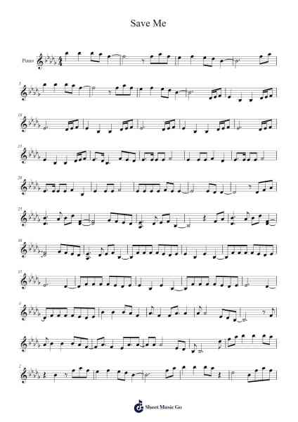 Save Me Musica per pianoforte di BTS - Arr.Derwy Joylogg
