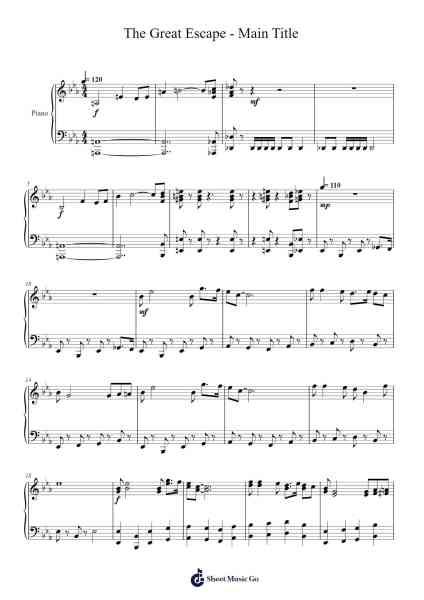 The Great Escape - Main Title Sheet Music by Elmer Bernstein-Arr.Bushple
