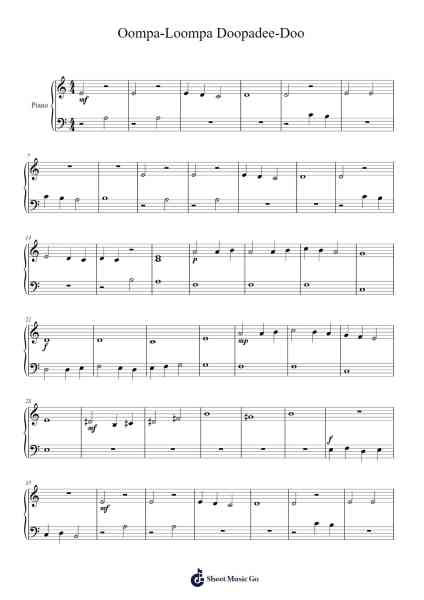 Oompa-Loompa Doopadee-Doo Sheet Music by Anthony Newley/Leslie Bricusse-Arr.Sidser