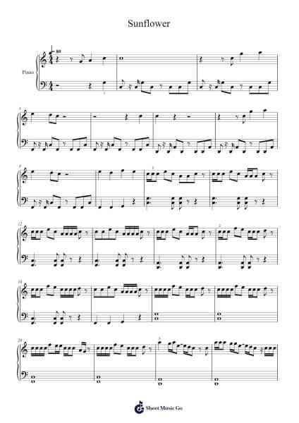 Sunflower Sheet Music by Post Malone-Arr.Foxsam Sharpliam