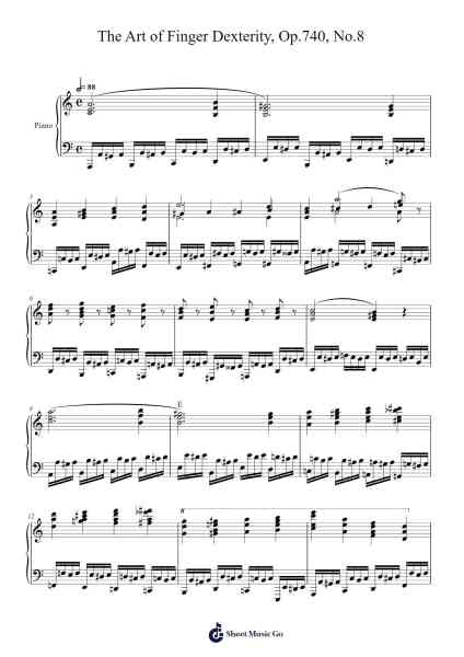 The Art of Finger Dexterity, Op. 740, No. 8 Sheet Music by Carl Czerny-Arr.Gunchi