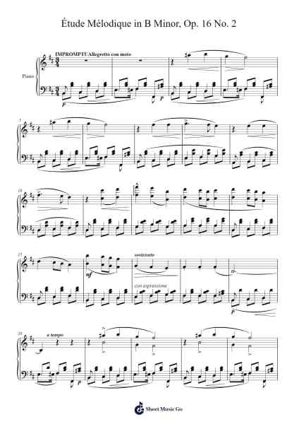 Étude Mélodique in B Minor, Op. 16 No. 2 Sheet Music by Stephen Heller-Arr.Hornhill Kingmeg